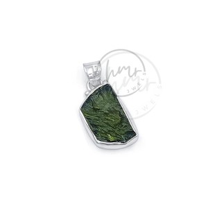 Colgante curativo de cristal hecho a mano de Plata de Ley 925 de moldavita cruda Natural para hacer collares accesorios joyería - Product Image 6