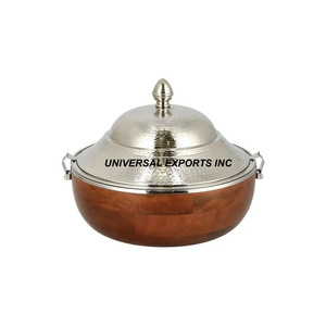 <b>Silver</b> And Gold Finished Metal Hotpot Superior Quality Handmade Casserole <b>Top</b> Selling Luxury new Metal Food Warmer - Product Image 6