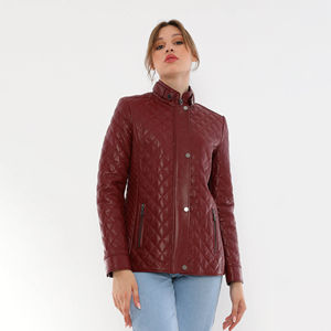 Vêtements d'hiver 2025 Vente en gros Veste en cuir véritable vintage rouge Mode Veste en cuir pour femmes Vêtements d'extérieur pour femmes Veste en cuir coupe-vent - Product Image 6