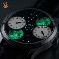 Montre personnalisée unique avec logo de marque, mouvement mécanique 9015 automatique, phase de lune, cadran en aventurine, acier inoxydable, saphir