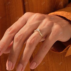 Alliance solide en or 14 carats avec diamant naturel personnalisable minimaliste délicate promesse bande fêtes mariages vente chaude femmes - Product Image 6