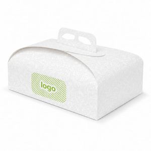 Boîtes à pâtes personnalisées collées Mod. Boîte à bonbons avec poignée - Matériau recyclé - Laminage brillant ou mat - Revêtement UV - Product Image 1