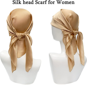 Hot Sale Custom Logo Printed Square Silk Satin High Quality Women Casual Scarf Solid Plaid Breathable Outdoor - Product Image 2