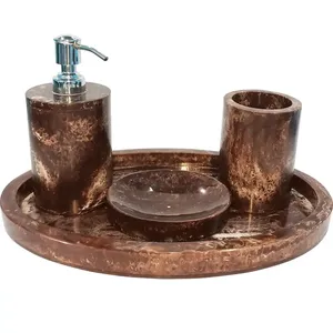 Ensemble de salle de bain en résine époxy, moderne, élégant et fait main, porte-verre à base de résine naturelle pour le savon, le bain et les hôtels. - Product Image 6
