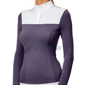 เสื้อขี่ม้าสำหรับผู้หญิง, เสื้อเชิ๊ตแขนยาวระบายอากาศได้ดีสวมใส่สบายสำหรับการแข่งขันขี่ม้าแบบตะวันตกและอังกฤษ - Product Image 1