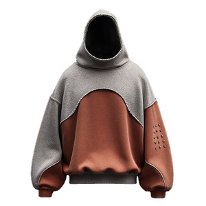 Sweat à capuche d'hiver surdimensionné bicolore personnalisé, double couche, 500GSM, 100% coton, coupe-vent, respirant, logo personnalisé |   Vêtements de rue unisexes - Product Image 1