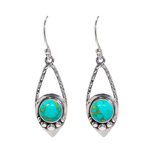 Haute qualité 925 argent Sterling bohème goutte boucle d'oreille cuivre bleu Turquoise pierre précieuse à la main chrétien bijoux cadeau - Product Image 1