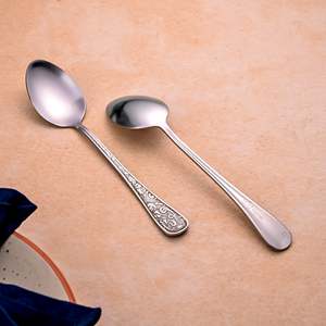 <b>Set</b> of 2 <b>Silver</b> Blossom <b>Tea</b> Spoons with Elegant Flower Design - Product Image 2