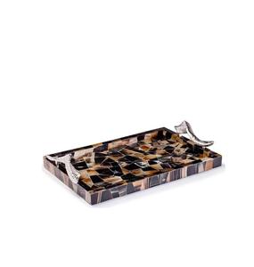 Plateau en corne de buffle de couleur naturelle, moderne et personnalisable, idéal pour servir les desserts et les gâteaux lors de mariages - Product Image 1