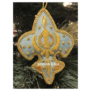 Pieza maestra forma personalizada Zari bordado con cuentas trabajo Color verde claro Material de tela para árbol de Navidad adorno colgante - Product Image 1