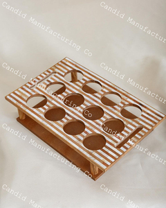 Bandeja de servicio ovalada de mármol acrílico con incrustaciones de madera de tamaño personalizado de Candid Manufacturing Co., logotipo de forma personalizada para el hogar - Product Image 1