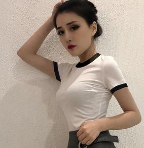 เสื้อยืดครอปของผู้หญิงเสื้อยืดครอป180GSM โลโก้แบบเรียบเสื้อครอปสำหรับใส่ฤดูร้อน - Product Image 5