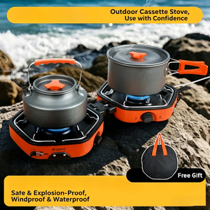Outdoor Propane Burner Cookware mobile <b>kitchen</b> cassette stove dual control two burners - Product Image 5