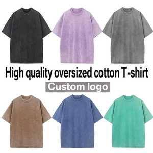 Nouveaux hommes surdimensionné coton Vintage lavé imprimé blanc lavage à l'acide blanc couleur unie motif hommes décontracté respirant t-shirt - Product Image 4