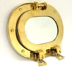 Marine <b>Gold</b> Leaf Finish <b>Round</b> Porthole <b>Mirror</b> Nautical Decor Home Decoration Executive Cosmetics Finishing Promotions - Product Image 1