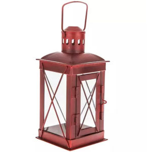 Lanterne en métal rouge en gros, porte-bougie, design moderne, suspendue et de table, décoration de la maison pour les fêtes, utilisation intérieure et extérieure - Product Image 1
