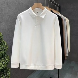 Polo brodé en coton de soie glacée à manches longues pour hommes, vente à chaud, polo décontracté et respirant pour hommes, nouvelle collection automne - Product Image 3