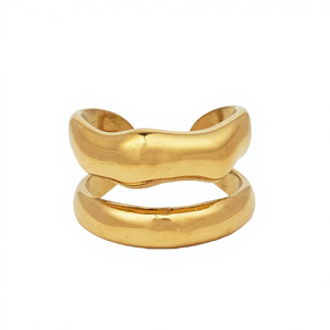 CUCOCUCA YXQ R227 Anello da donna in acciaio inossidabile placcato oro per il comfort Primavera/Estate, design intramontabile adatto a tutte le occasioni - Product Image 1