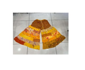 กางเกงขาบานผ้าไหม7ชั้นสไตล์โบฮีเมียนสำหรับผู้หญิงกางเกงขากว้างสำหรับเพื่อนเจ้าสาวดีไซน์เย็บปะติดฤดูร้อน - Product Image 1