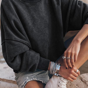 2026 Wholesale Latest Design Long Sleeve Women Acid Wash Sweatshirt Full Sleeve Casual Style Ladies Sweatshirt <b>For</b> <b>Sale</b> - Product Image 3