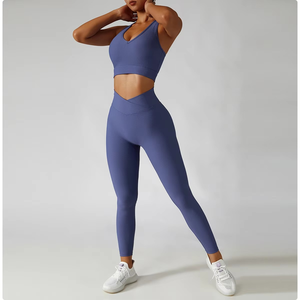 Qualité supérieure Sport course Yoga ensembles nouvelle mode Gym Fitness ensemble à séchage rapide femmes Yoga 2 pièces ensembles en gros vêtements d'été - Product Image 4