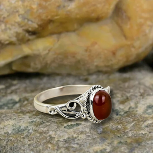 Cornaline Gemstone Orange Couleur Ovale Forme Anneau 925 En Argent Sterling À La Main Bague Bijoux Usine Prix En Gros Bijoux - Product Image 2