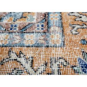 Tapis en laine bleu vintage noué à la main pour la maison - Motif médaillon rectangulaire abstrait pour entrée, couloir, salon, adolescents - Product Image 3