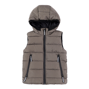 Chaleco acolchado de invierno con capucha para niños y niñas Chaleco acolchado con cremallera completa con chaqueta sin mangas con forro polar - Product Image 1