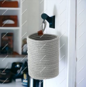 Rustic Bamboo Basket for Kids Room Wall <b>Hanging</b> Cotton Rope Gift Basket for Dirty Clothe Sundries Living Room Wardrobe - Product Image 4