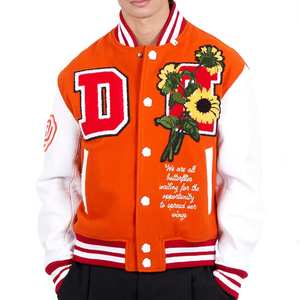 OEM logotipo personalizado lana Chenille bordado béisbol Letterman chaquetas hombres Vintage naranja Varsity chaqueta - Product Image 4