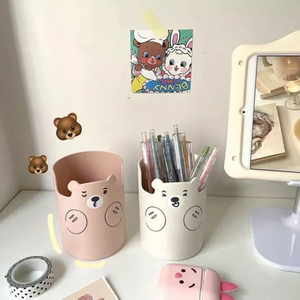 Factory Sale Cute Animal Kawaii Cartoon Bear Makeup Brush <strong>Lovely</strong> Fashion Student Stationery Organizer Pen <strong>Holder</strong> for Office - Product Image 2