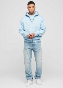 เสื้อกันหนาวมีฮู้ดสำหรับผู้ชาย, เสื้อฮู้ดเปิดไหล่ซิป2ชั้นผ้าฝ้าย100% ออกแบบโลโก้ได้ตามต้องการ - Product Image 5