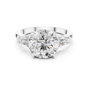 แหวนเพชรทรงกลมที่เพาะเลี้ยงในห้องปฏิบัติการ ทองคำขาว 14K |   แหวนหมั้น |   เพชรที่เพาะเลี้ยงใหม่ - Product Image 1