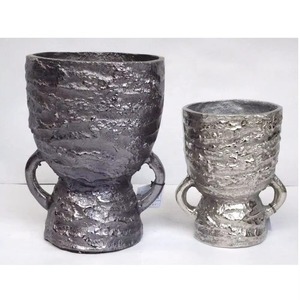 Jarrón de mesa moderno, latón y plata, acabado rugoso, jarrón de Metal de aluminio fundido, elegante Decoración de mesa para el hogar, artesanías decorativas de Metal - Product Image 6