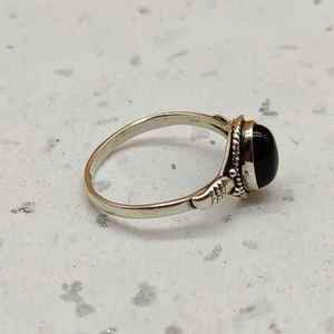 Handcrafted 925 Sterling Silver Bohemian Elegant Bezel <b>Set</b> <b>Ring</b> with Black Onyx Gemstone and Diamond Artisan Jewelry Design - Product Image 4