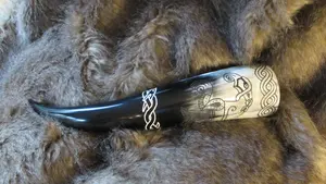 Viking style <b>drinking</b> <b>horn</b> for beer and mead at affordable price Authentic handcrafted <b>drinking</b> <b>horn</b> - Product Image 6