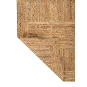 Tapis en jute et chanvre tissés à plat, patchwork beige et marron, Nomadic Threads, pour usage domestique - PDJT-115 - Product Image 5