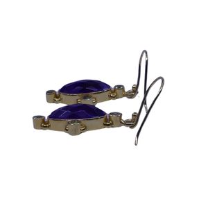 เครื่องประดับเงินแท้ 925 ชุบทอง ประดับพลอยลาบราโดไรต์และโกเมน ต่างหูแบบห้อยสำหรับผู้หญิง - Product Image 5