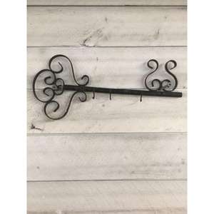 Crochets porte-clés en fer de qualité supérieure présentant des motifs complexes sculptés à la main pour un rangement mural élégant - Product Image 1