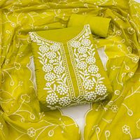 Santoon Tissu pur lourd exclusif avec 2 patchs brodés Robe de costume pakistanaise Duppata Vêtements indiens et pakistanais