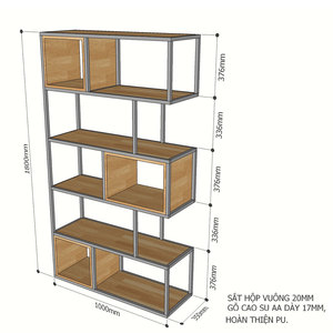 Étagère décorative sur pied KTB68067 100x35x180cm, structure en fer et bois d'hévéa pour salon - Product Image 6