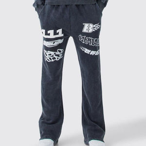 Ensemble de survêtement pour homme en polyester/coton écologique coupe-vent imprimé hiver 111, sweat à capuche et jogging à motif gothique, streetwear délavé à l'acide - Product Image 3