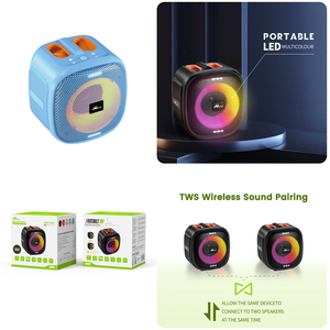 Digitalome SPA-105-3 <b>Portable</b> for Bluetooth <b>Speaker</b> <b>with</b> RGB LED Lighting and <b>Microphone</b> Home Wireless Battery Powered - Product Image 3