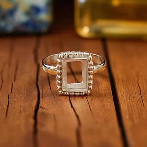 Base de bague en argent sterling 925, rectangulaire, à perles, pour la création de bijoux DIY, sertie de pierres, de 6x4 à 15x20 mm, fabrication artisanale, vente en gros - Product Image 5