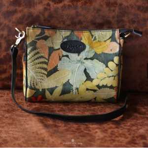 Best Quality Djoen Leather <b>Botanical</b> Art Clutch Bag Handmade Genuine Leather Sling Purse with Vintage Nature-Inspired Leaf <b>Print</b> - Product Image 1