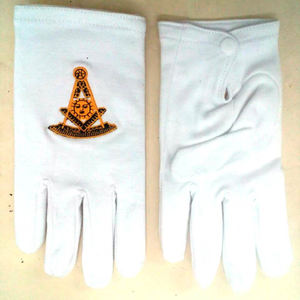 Nouveauté 2025 de haute qualité franc-maçon Regalia 100% coton blanc gants maçonniques avec patch de broderie personnalisé OEM selon la demande - Product Image 2