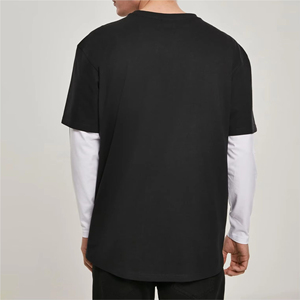 Camiseta de doble capa para hombre 220 GSM 100% algodón puro lavado con ácido camiseta de gran tamaño de Color sólido - Product Image 5