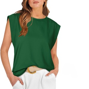 Débardeur décontracté pour femme, personnalisé OEM, grande taille, en maille respirante avec nœud, en Spandex/Polyester, imprimé numériquement pour le printemps - Product Image 1