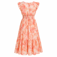 Robe midi décontractée pour femme à imprimé floral, col en V, taille haute, coupe trapèze, respirante, élégante, à manches courtes, pour l'été et l'hiver, idéale pour les vacances
