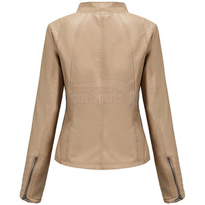 Women's <b>Sheep</b> <b>Skin</b> Stand Collar Solid Color Custom Design & Size Breathable Waterproof Winter Finished Leather <b>Jacket</b> - Product Image 2